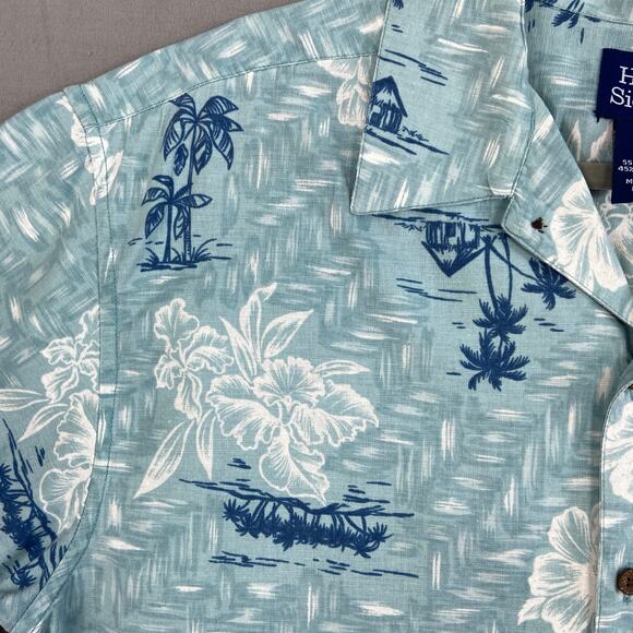 High Sierra Button Up Short Sleeves Linen Blend Hawaiian Tropical Shirt Medium - Picture 4 of 7